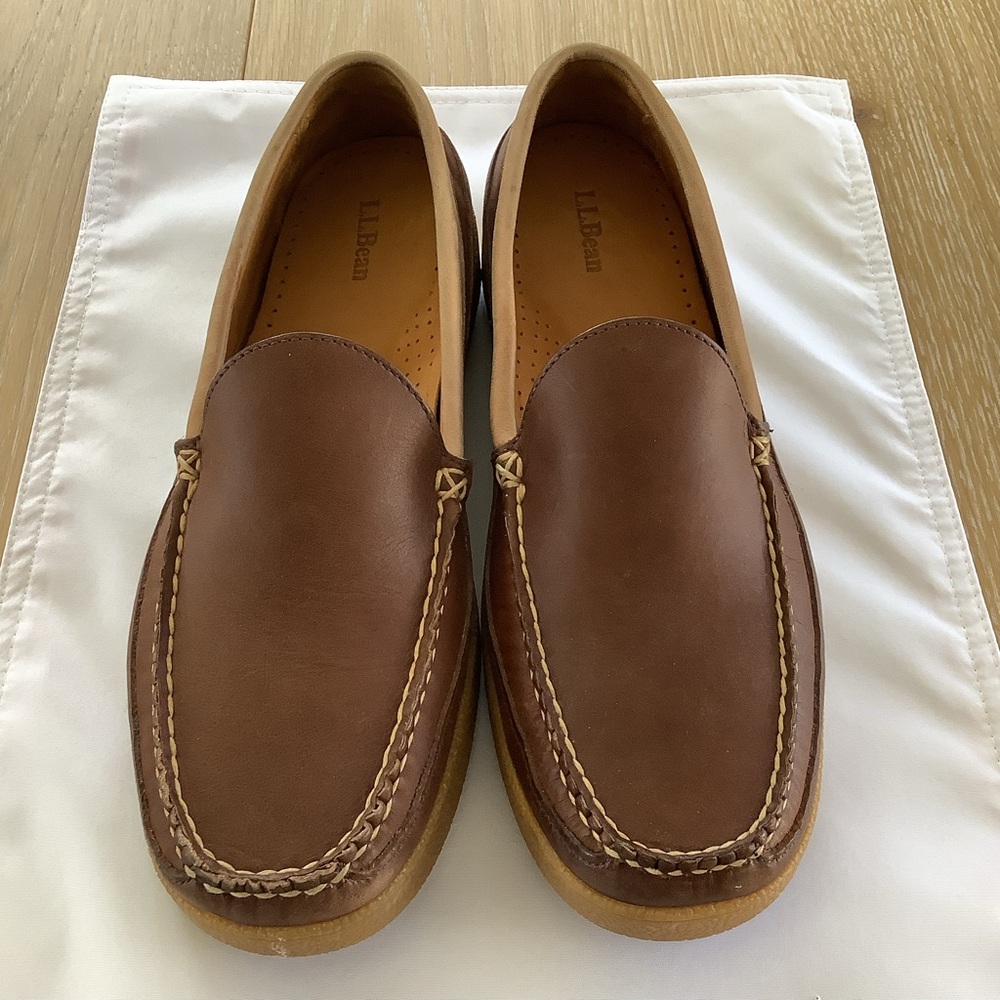 NWOT L.L. Bean Lodge Moc Brown Leather Slip-On Size 11